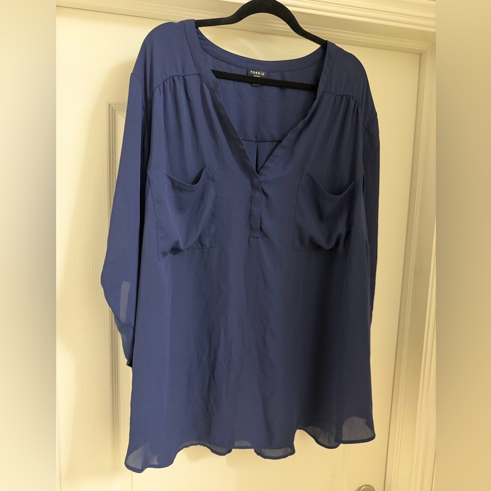 Torrid navy Blue Blouse with V-Neck
